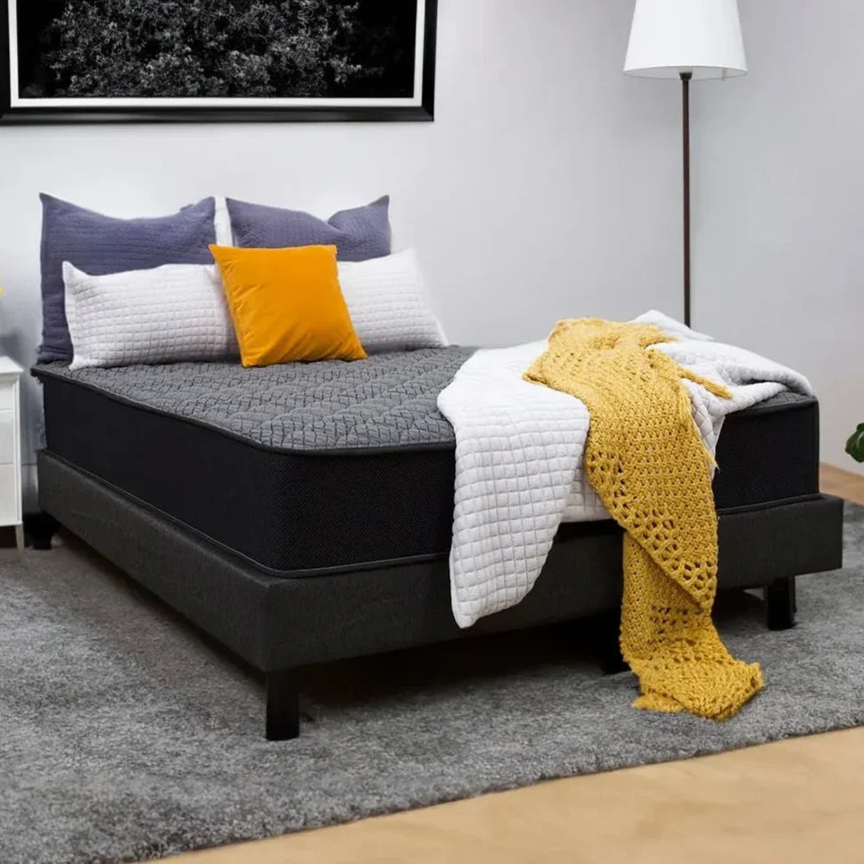 Sleep Firm mattress and Charcoal Bed Frame Ensemble-Sleep Firm