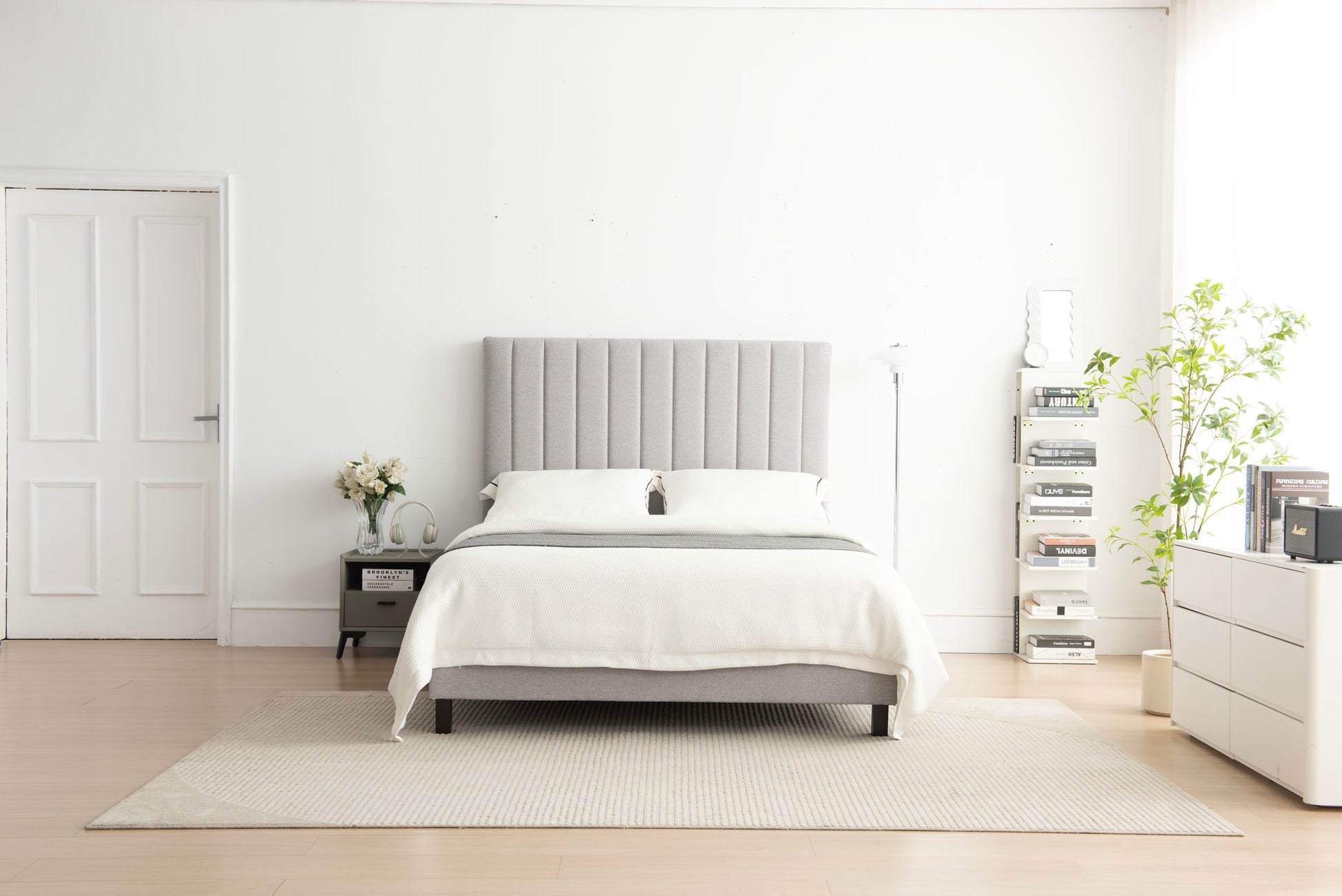 Sleep Firm Luxe mattress and Oatmeal Bed Frame Ensemble-Sleep Firm
