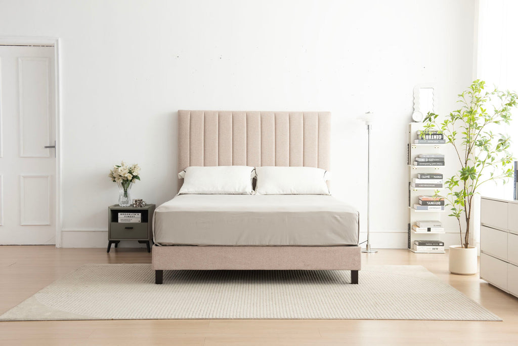 Sleep Firm mattress and Oatmeal Bed Frame Ensemble-Sleep Firm